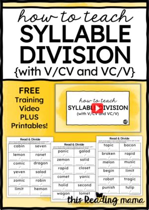 Teaching Syllable Division in V/CV and VC/V Words .